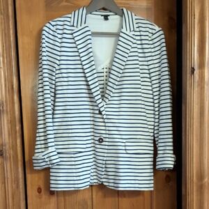 J. Crew White and Blue Striped Top